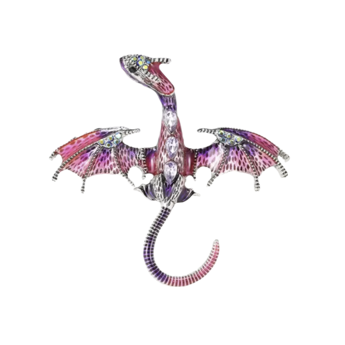 Metal Flying Dragon Enamel Brooch – 57×50 mm or 67×60 mm – Pink Purple 57x50mm