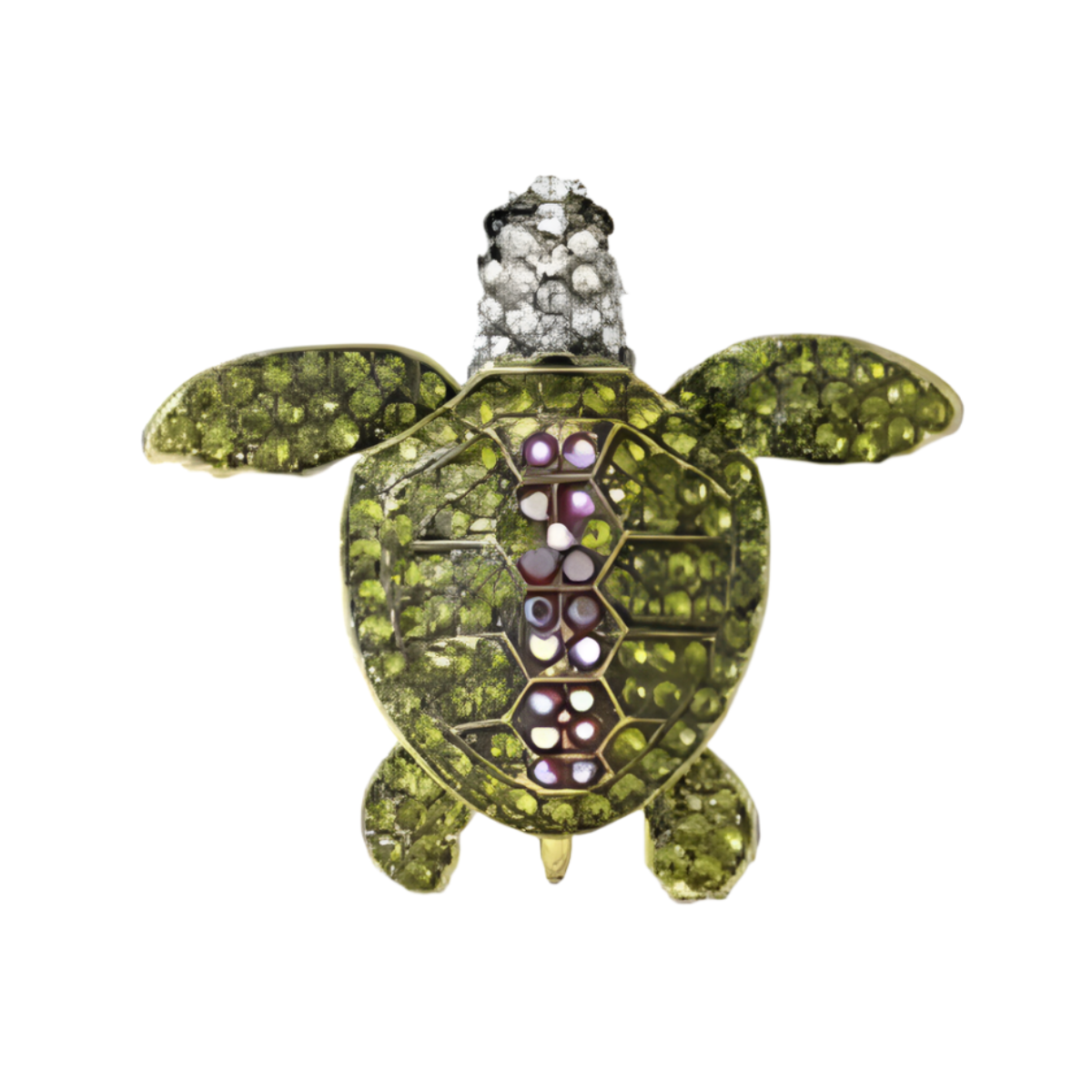Crystal Adorned Sea Turtle Brooch with Rhinestones – 4.3cm Turtle 2