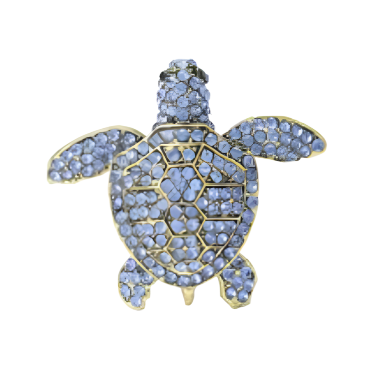 Crystal Adorned Sea Turtle Brooch with Rhinestones – 4.3cm Turtle 1