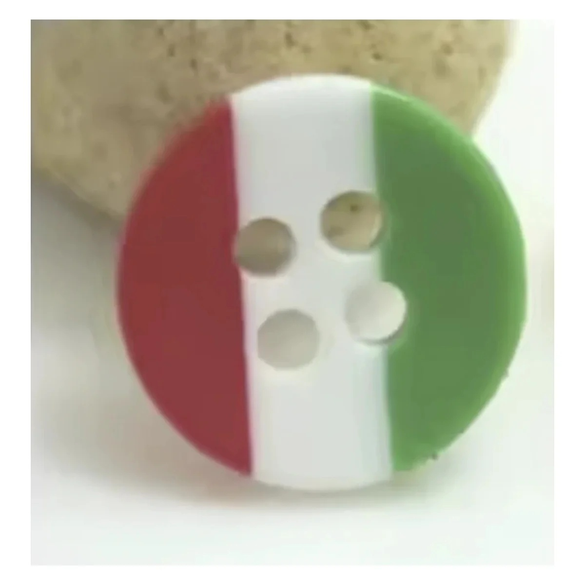 11.5mm Flag Colour Resin Buttons – 4-Hole Bowl Shape – Red White Green / 10pcs, Red White Green / 20pcs, Red White Green / 50pcs, Red White Green / 100pcs