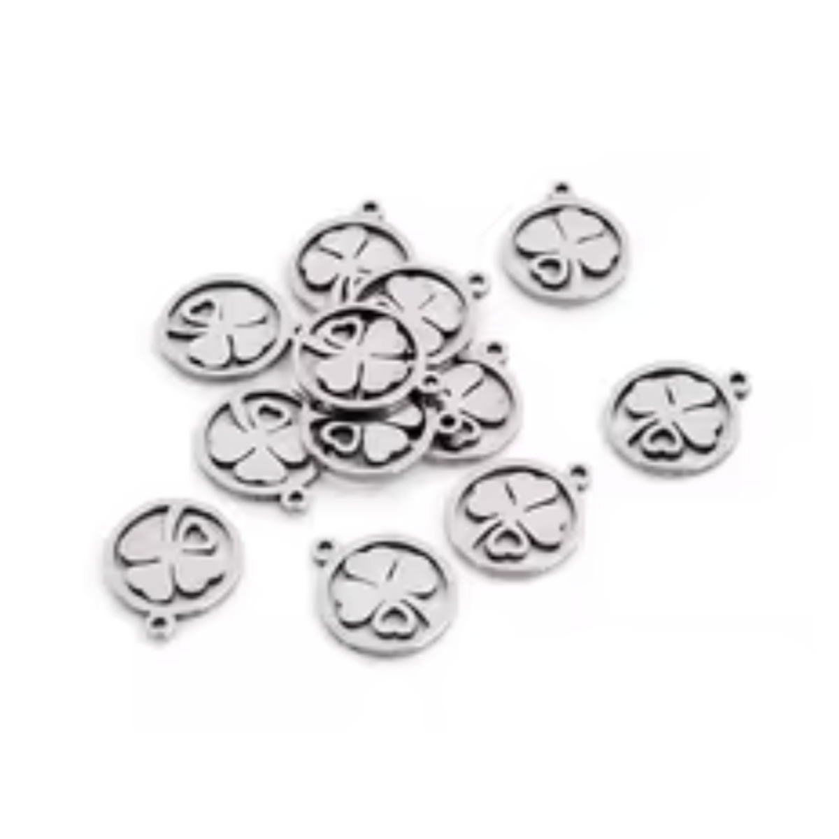 30pcs Stainless Steel Charms – Single & Double Loop Findings – Clover 12x10mm Single Loop