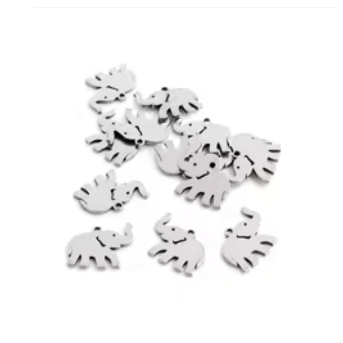 30pcs Stainless Steel Charms – Single & Double Loop Findings – Elephant 15x10mm Single Loop