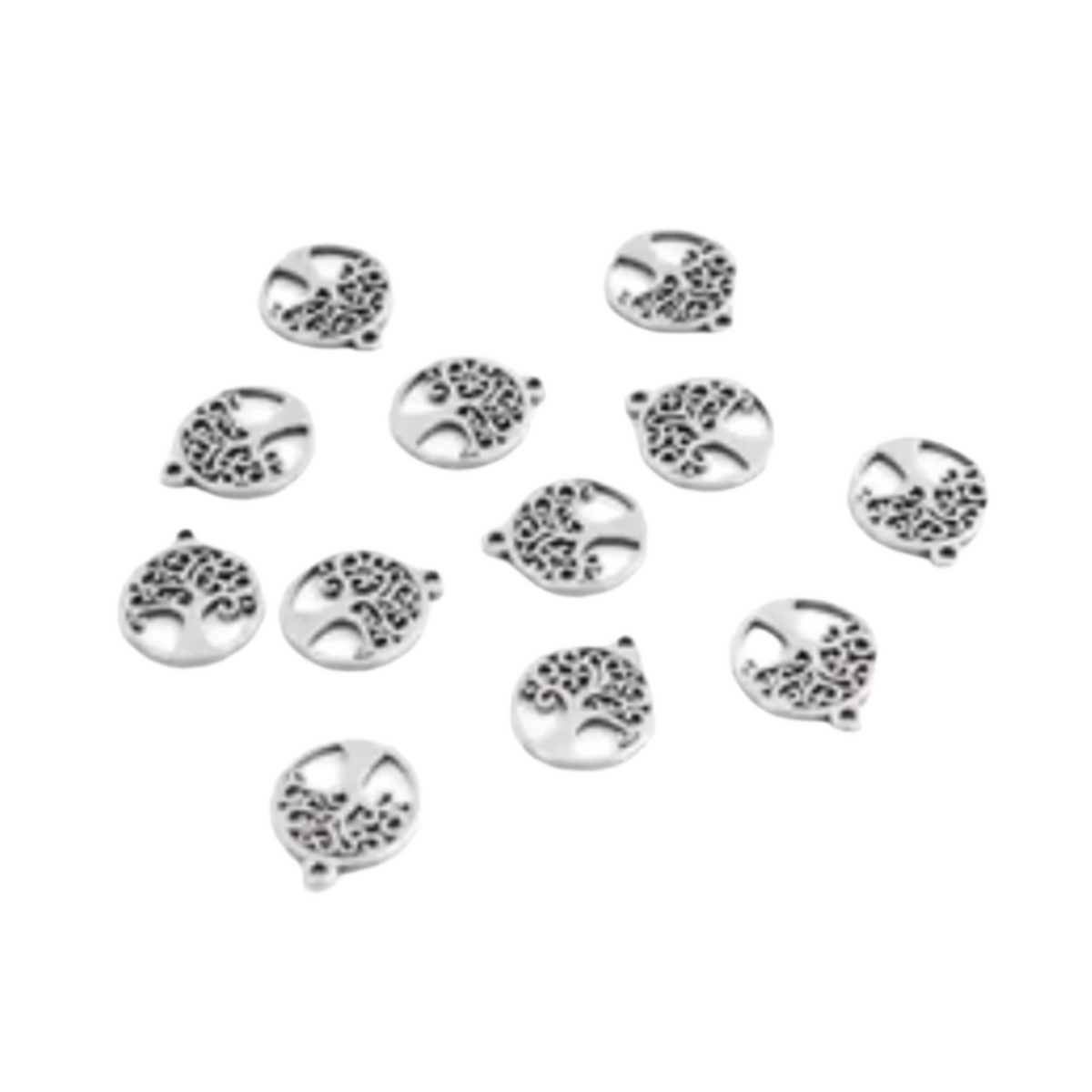 30pcs Stainless Steel Charms – Single & Double Loop Findings – Tree of Life 12x10mm Single Loop