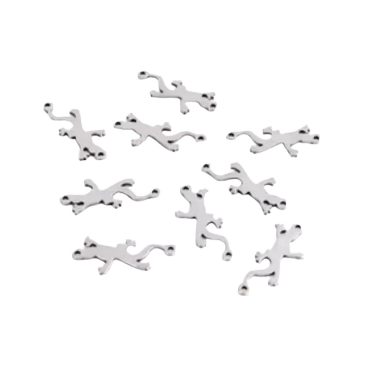 30pcs Stainless Steel Charms – Single & Double Loop Findings – Gecko 23x11mm Double Loop