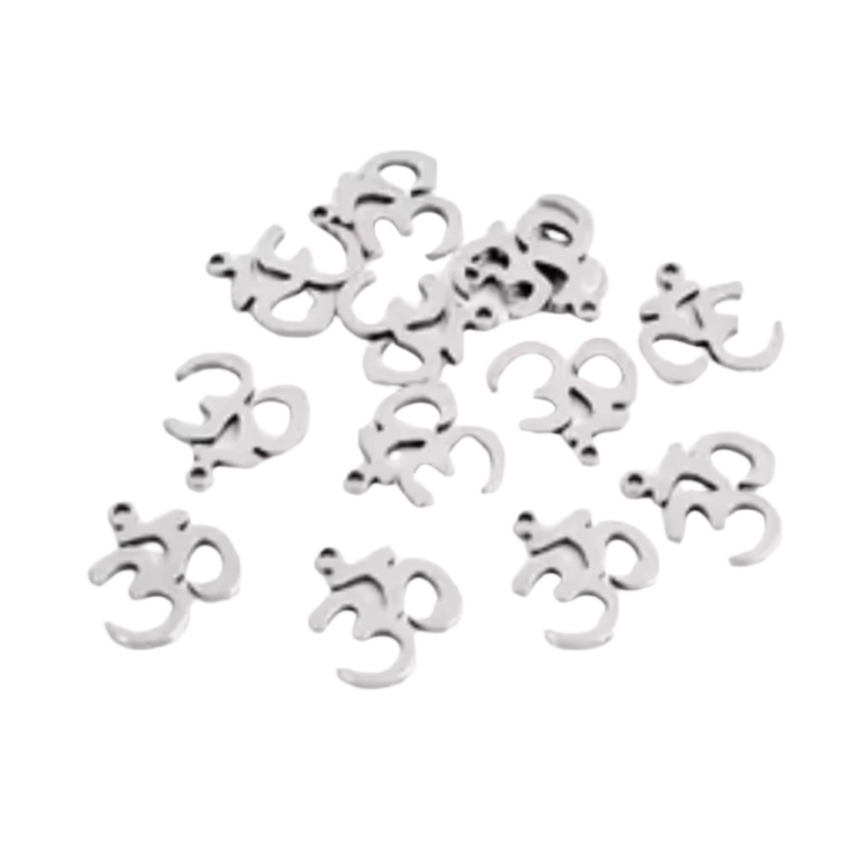 30pcs Stainless Steel Charms – Single & Double Loop Findings – Om Symbol 13x12mm Single Loop