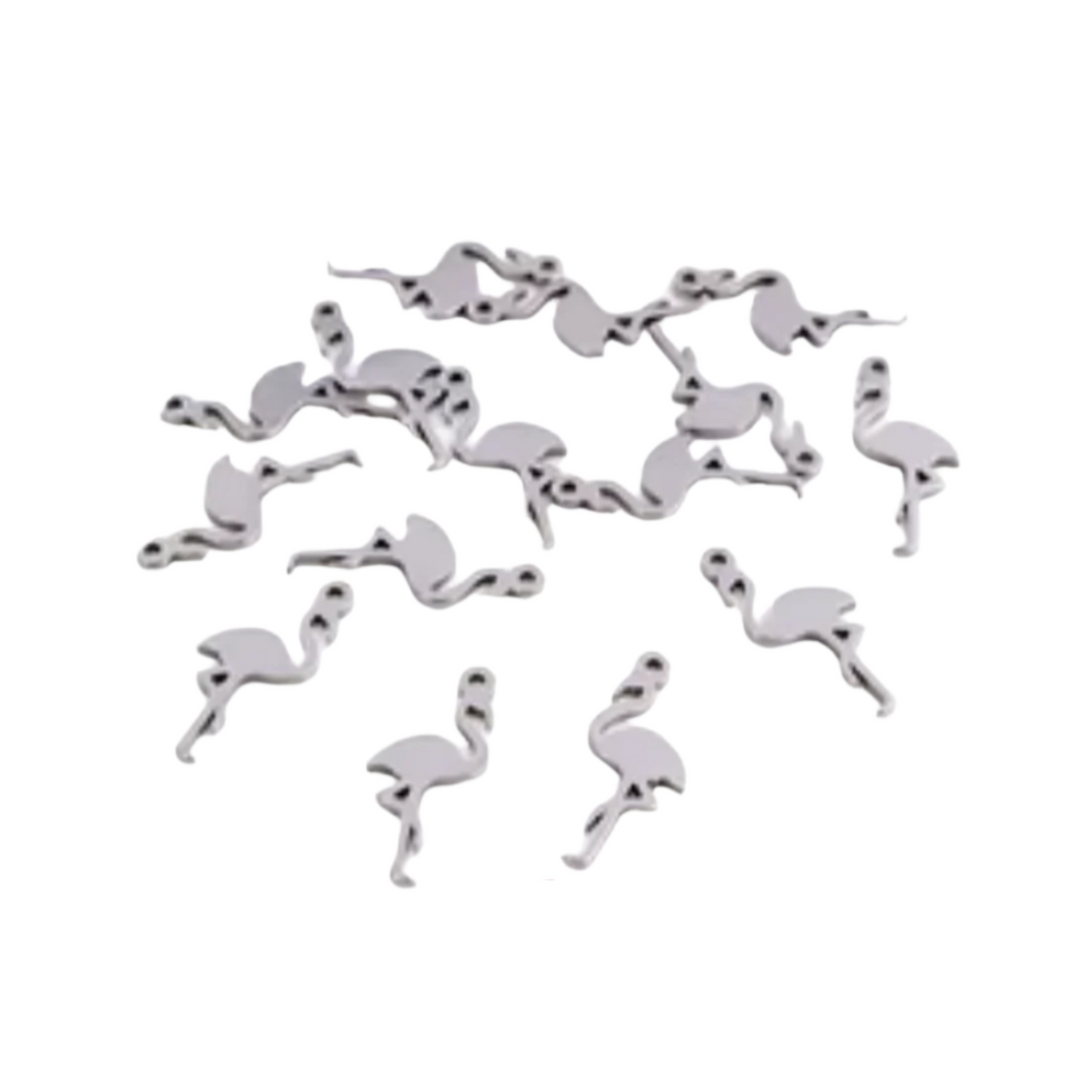 30pcs Stainless Steel Charms – Single & Double Loop Findings – Flamingo 18x8mm Single Loop