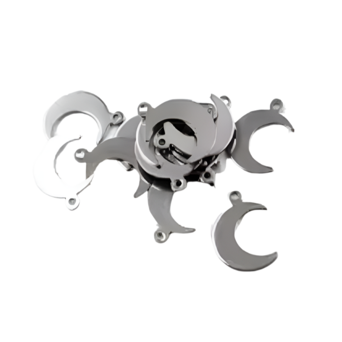 30pcs Stainless Steel Charms – Single & Double Loop Findings – Crescent Moon 16x11mm Single Loop