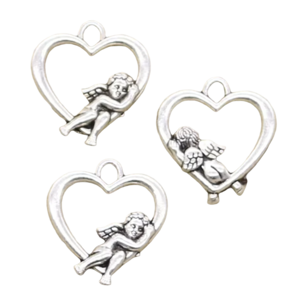 20pcs Heart Angel Cupid Charms 20x18mm Antique Bronze & Silver – Bronze, Silver