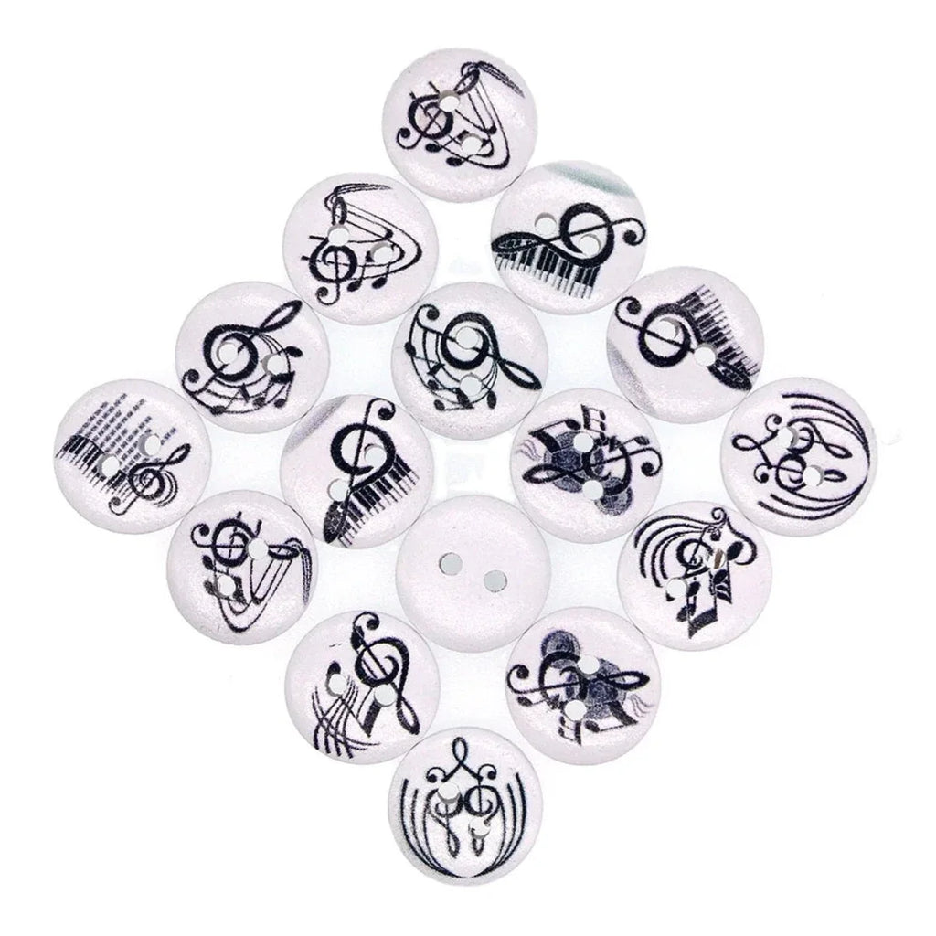 Wooden Musical Instrument Buttons 15mm 50pcs