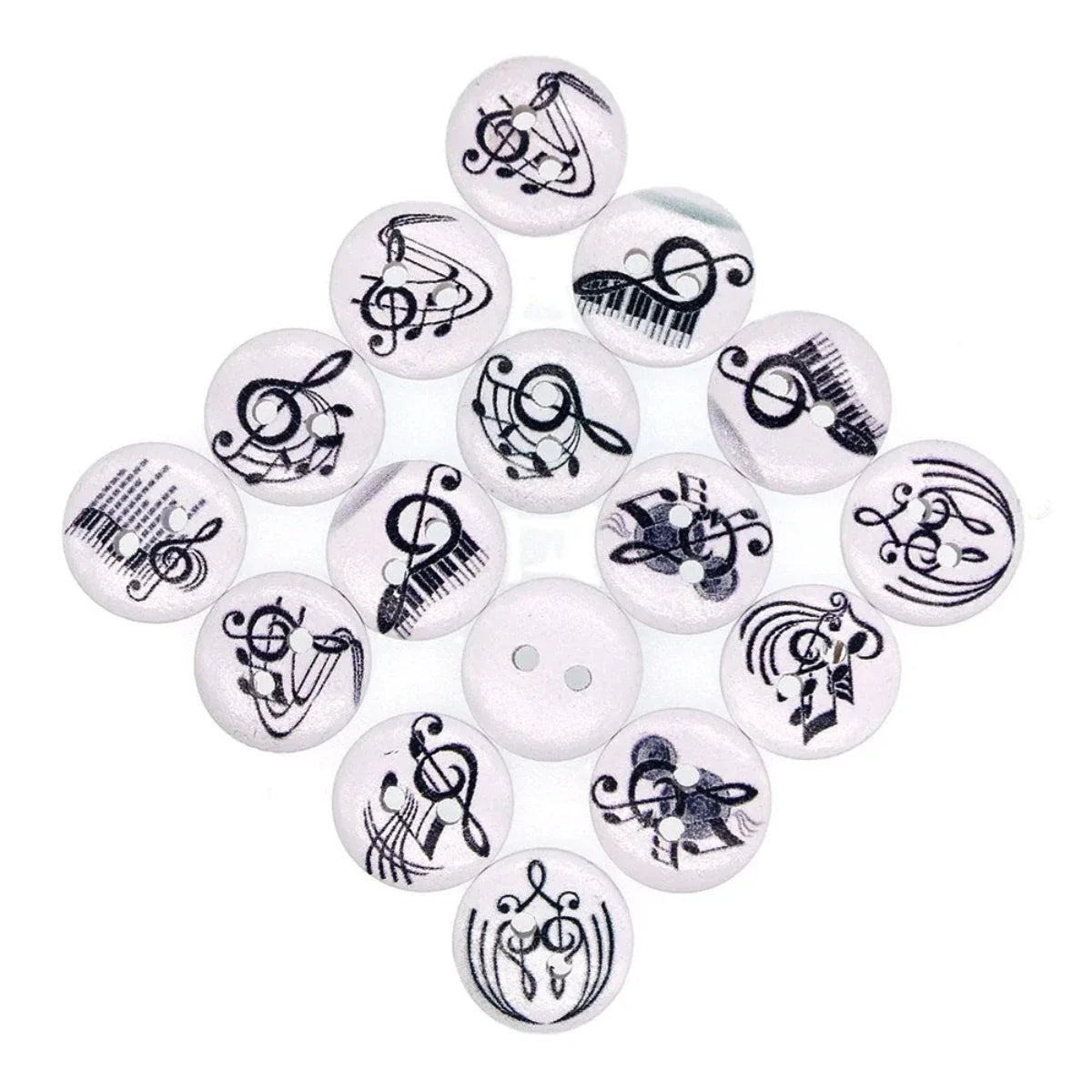 Wooden Musical Instrument Buttons 15mm 50pcs