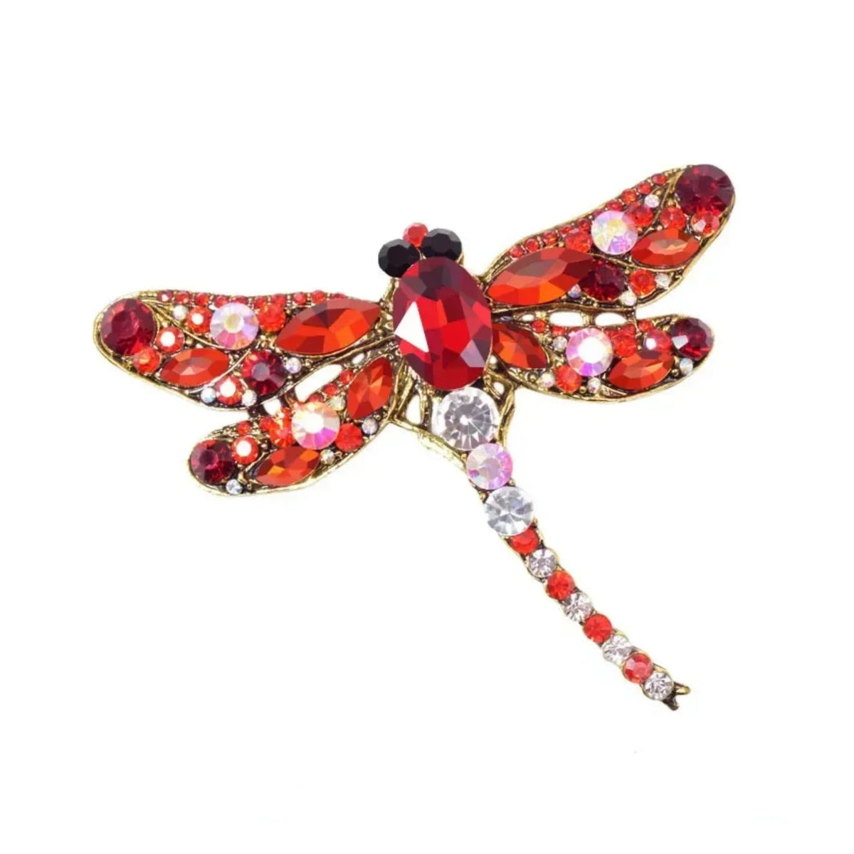 9cm Vintage Rhinestone Dragonfly Brooch