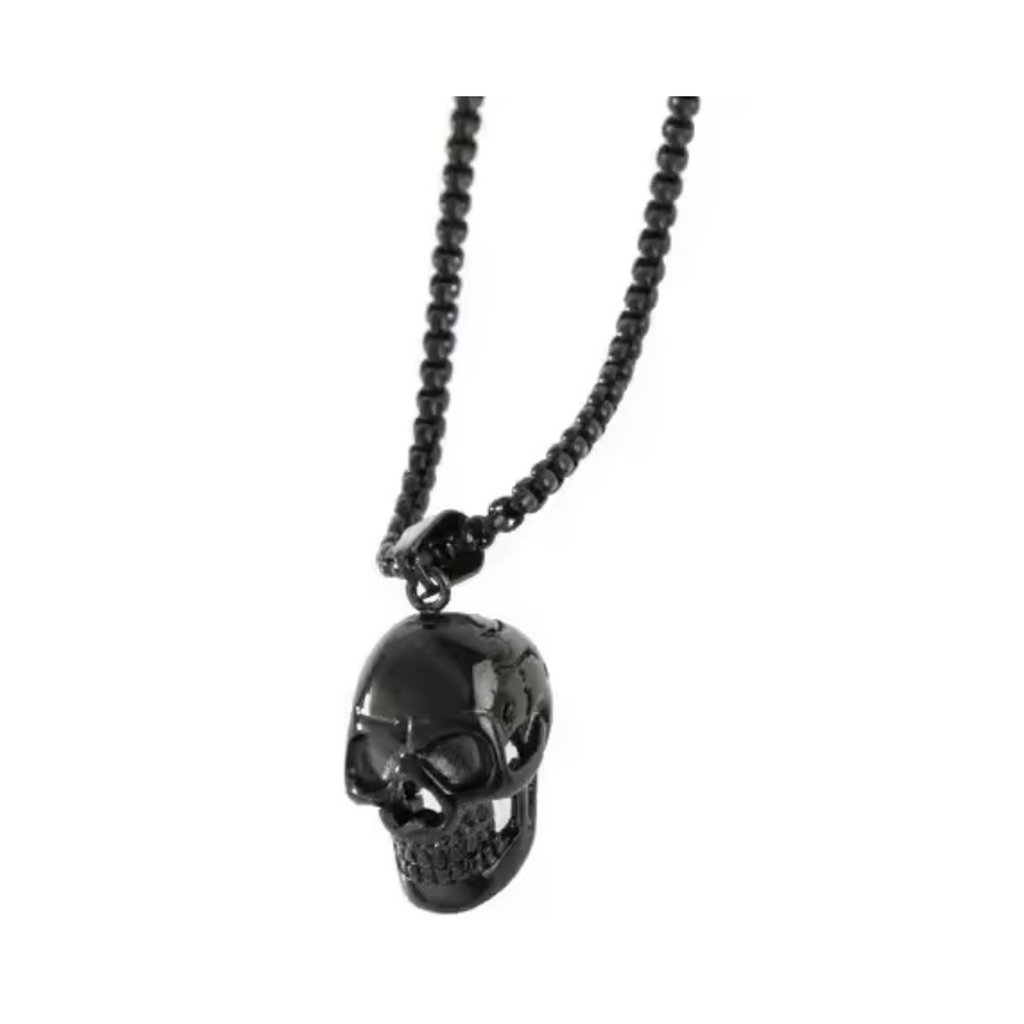 Skull Pendant Necklace Mens Womens Punk Party Jewellery – Black