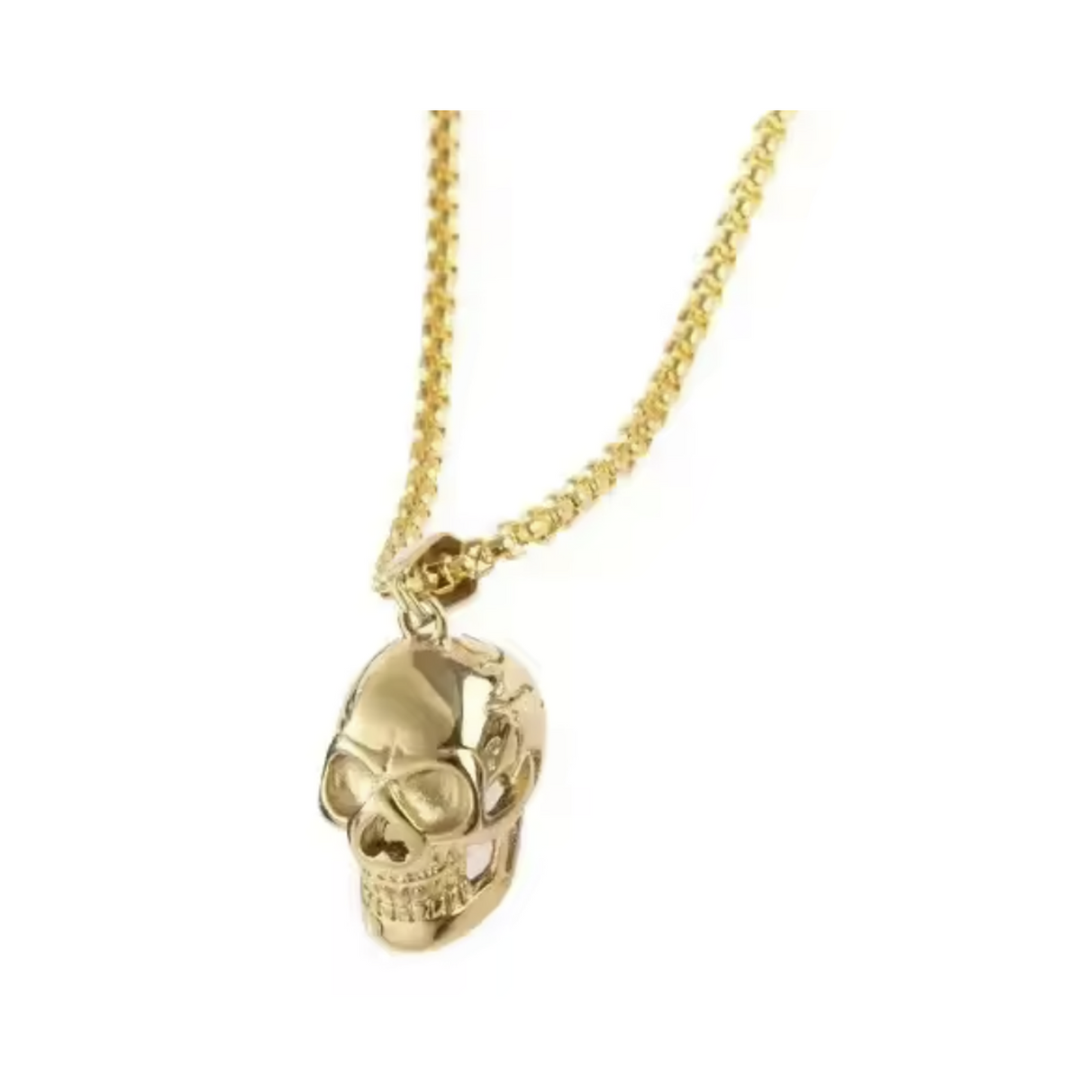 Skull Pendant Necklace Mens Womens Punk Party Jewellery – Golden