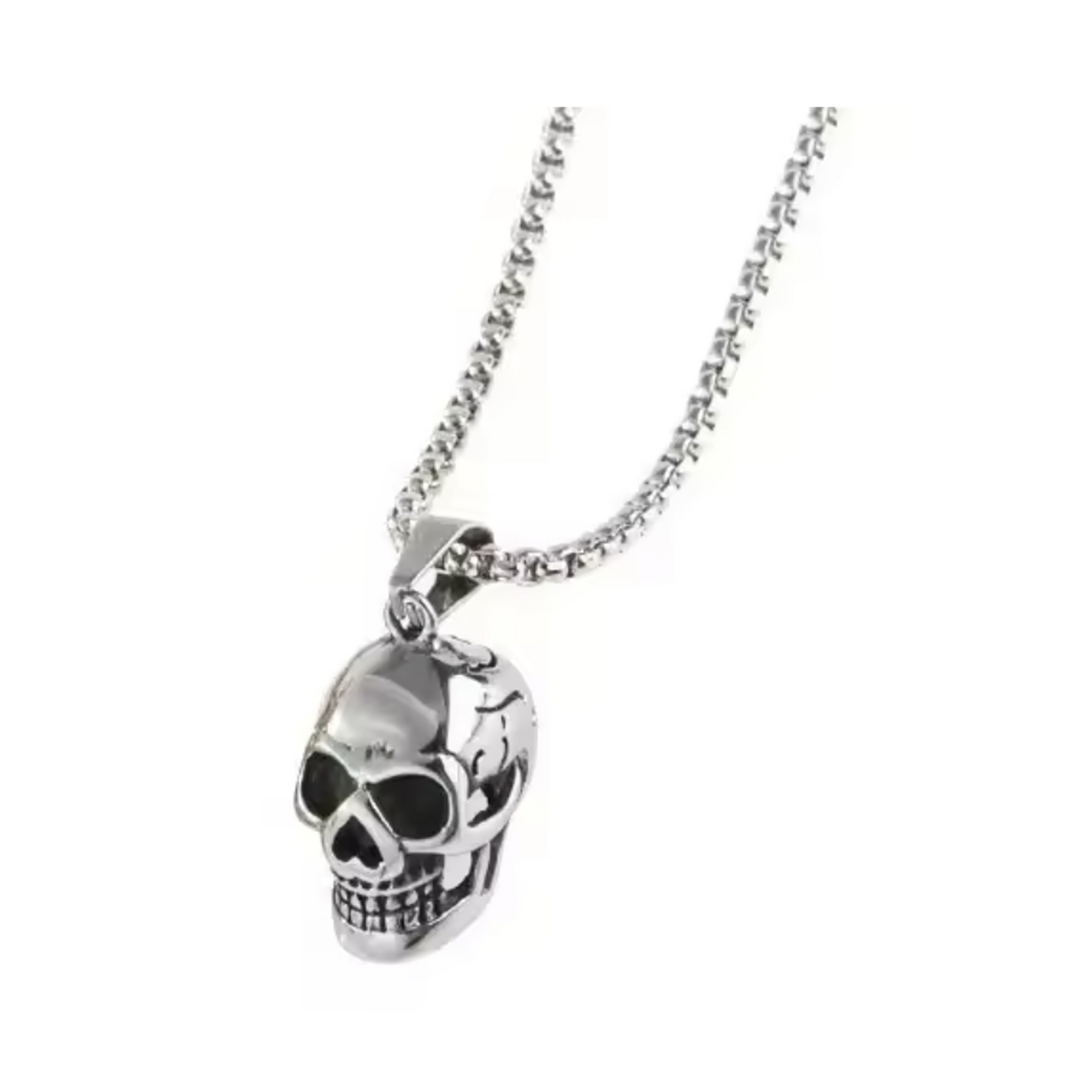 Skull Pendant Necklace Mens Womens Punk Party Jewellery – Silver