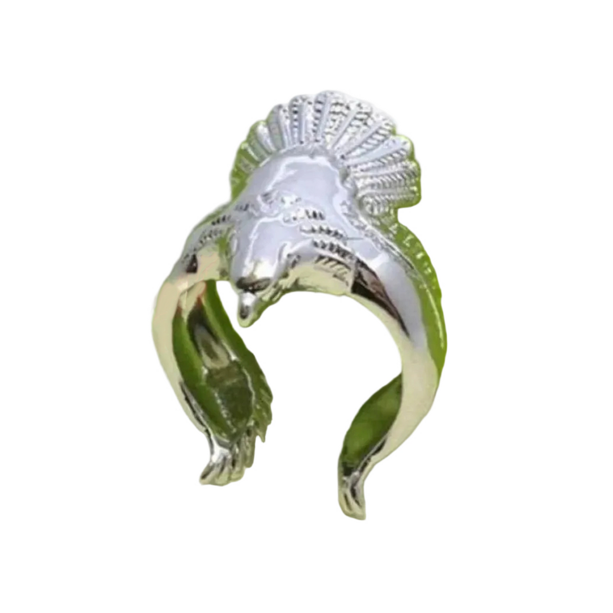 Stainless Steel Retro Eagle Bird Wings Open Ring – Silver Size 7 U.S. Adjustable