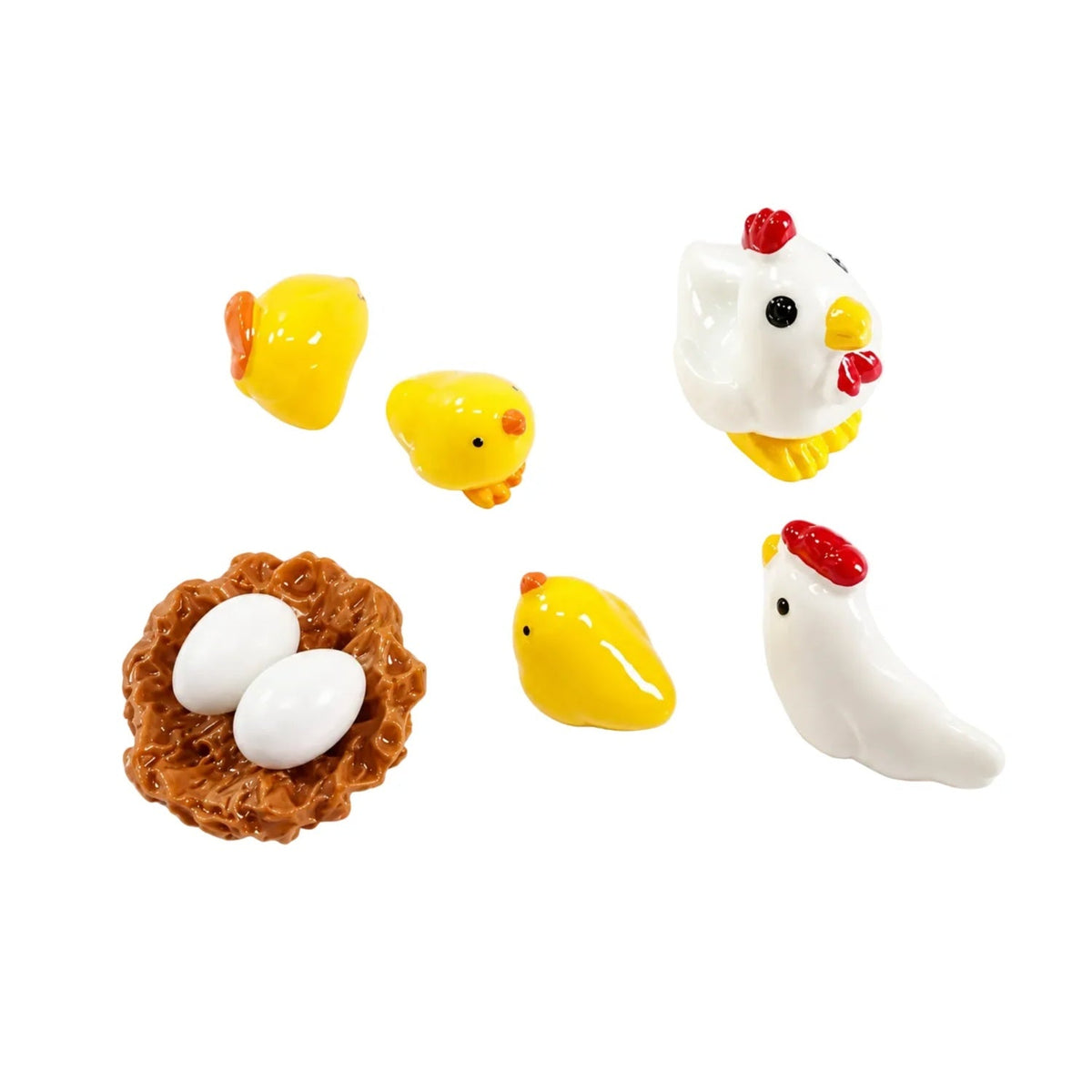 Mini Fairy Garden Figurines Set – 8pcs Chickens Nest Eggs