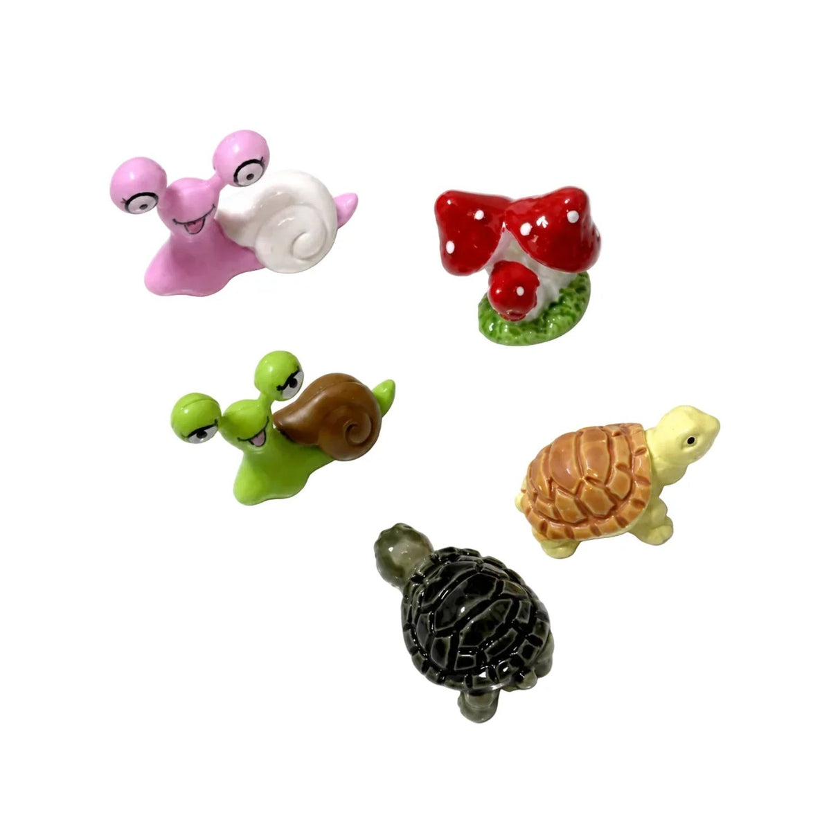 Mini Fairy Garden Figurines Set – 5pcs Snails Mushrooms