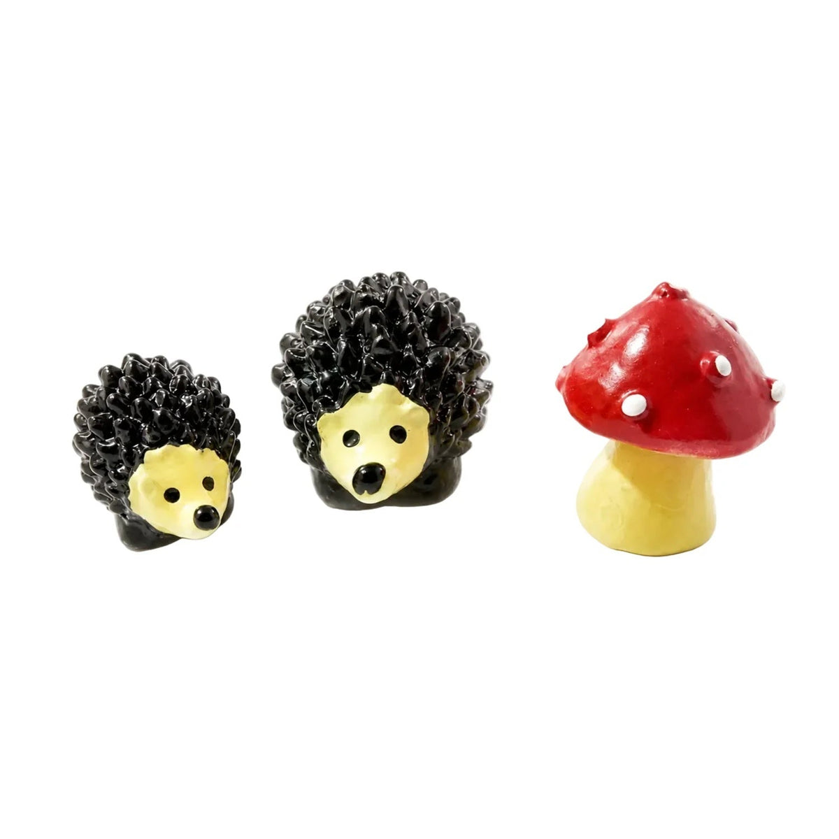 Mini Fairy Garden Figurines Set – 3pcs Hedgehog Mushrooms