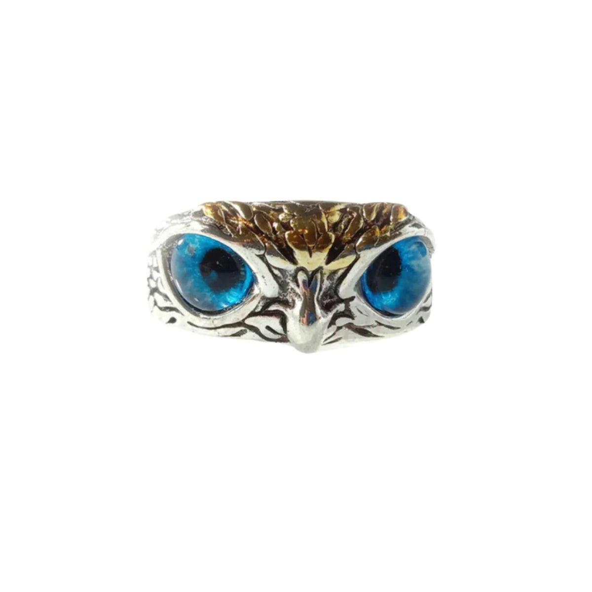 Owl Bird Adjustable Kids Ring – Blue with Gold Forehead