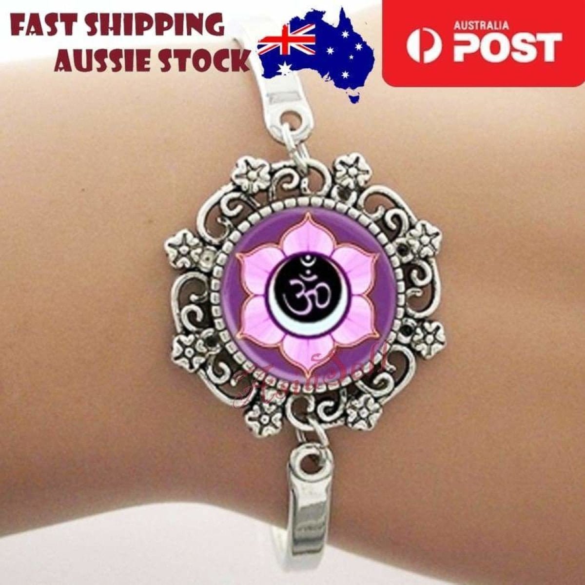 Cabochon Bracelet Armband 16mm Om Mandala – Om Pink