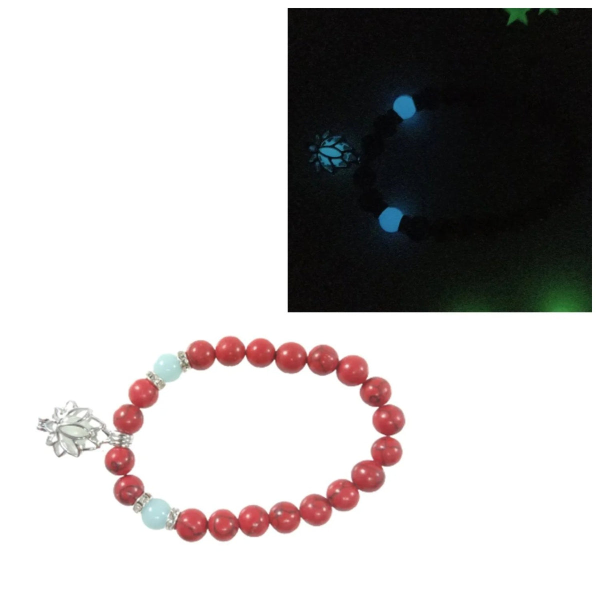 Luminous Glow In The Dark Lotus Charm Bracelet – Blue 2