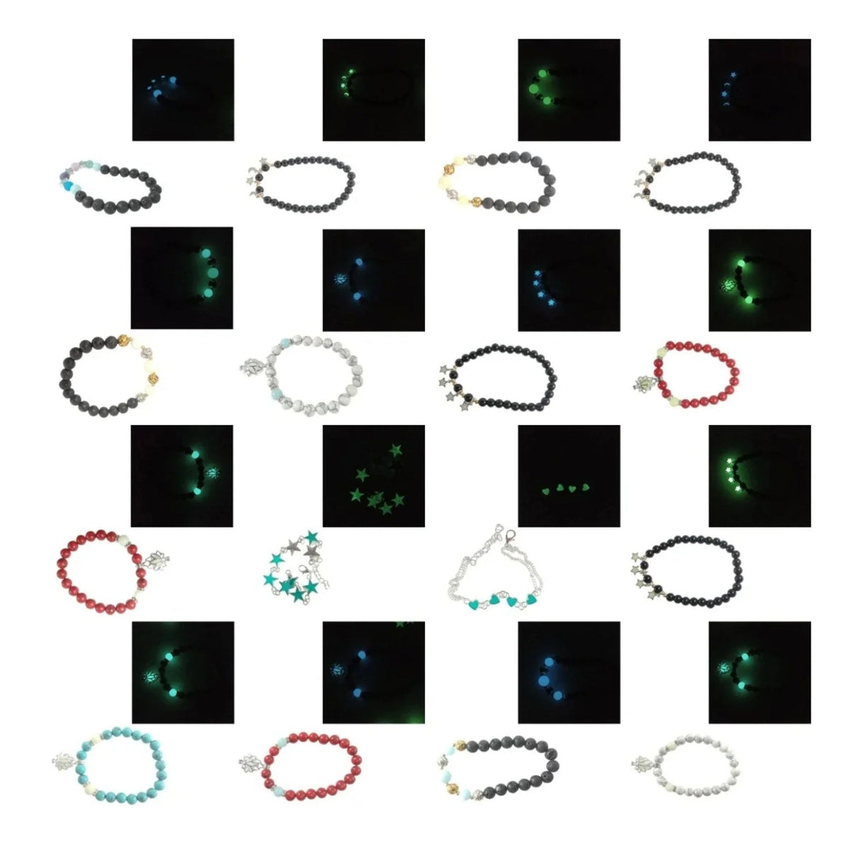 Luminous Glow In The Dark Lotus Charm Bracelet