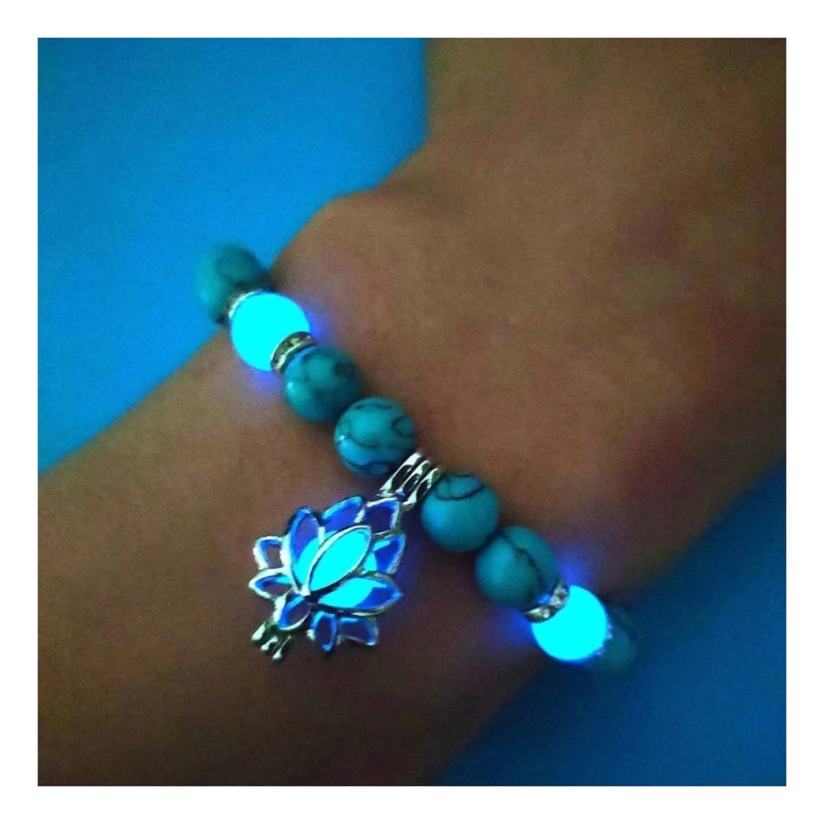 Luminous Glow In The Dark Lotus Charm Bracelet