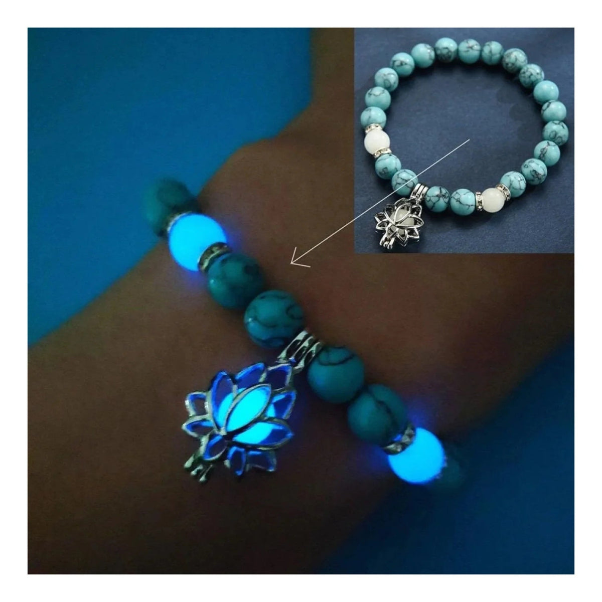 Luminous Glow In The Dark Lotus Charm Bracelet