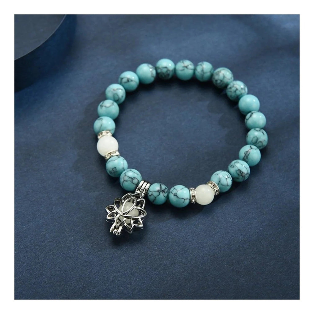 Luminous Glow In The Dark Lotus Charm Bracelet