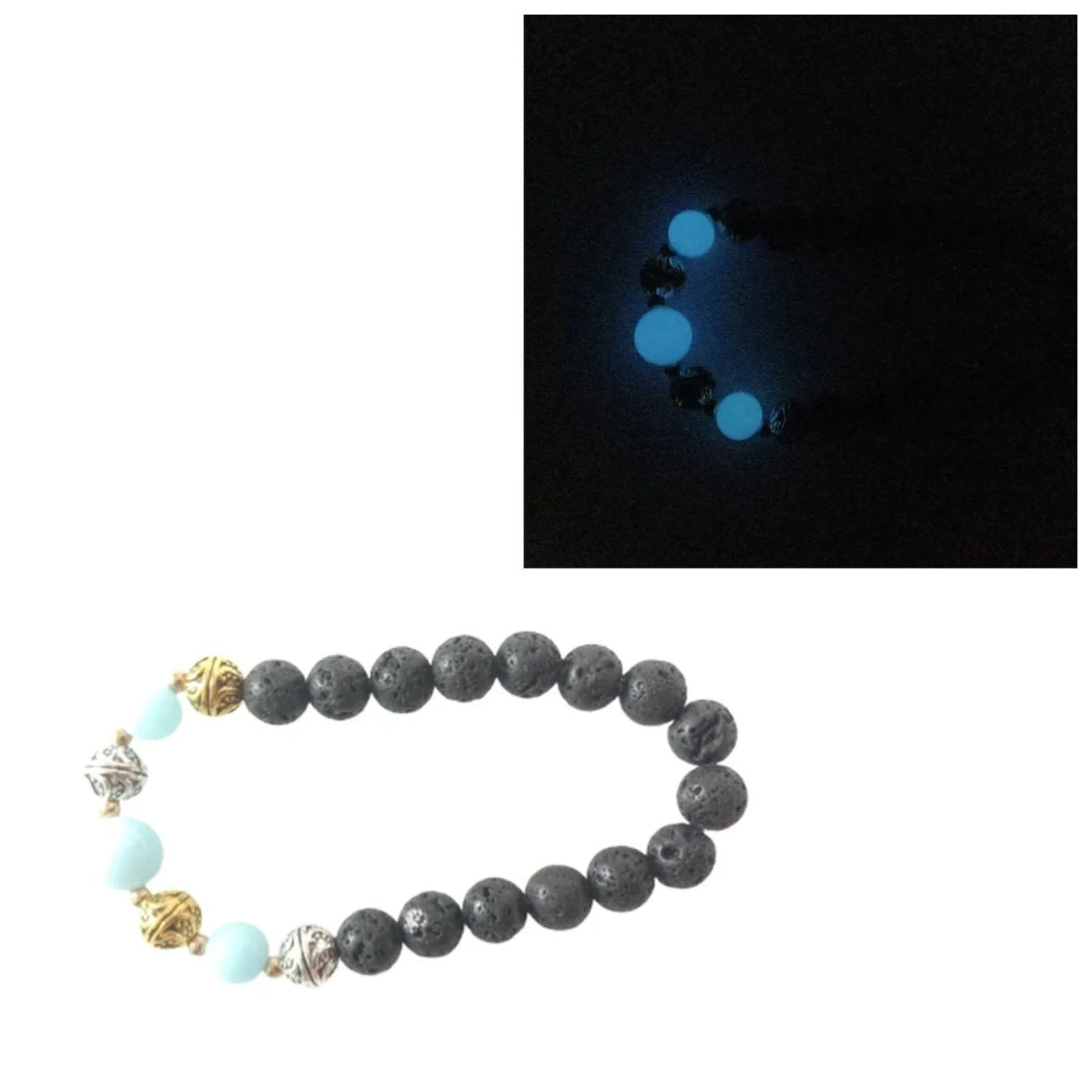 Luminous Glow In The Dark Lotus Charm Bracelet – Blue Spheres