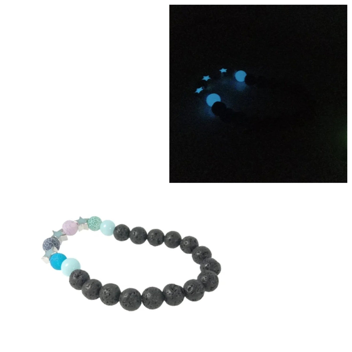 Luminous Glow In The Dark Lotus Charm Bracelet – Blue Stars