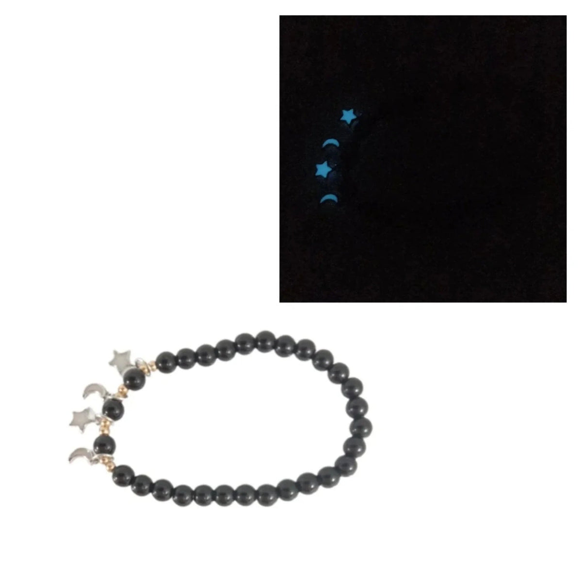 Luminous Glow In The Dark Lotus Charm Bracelet – Blue Stars Crescents