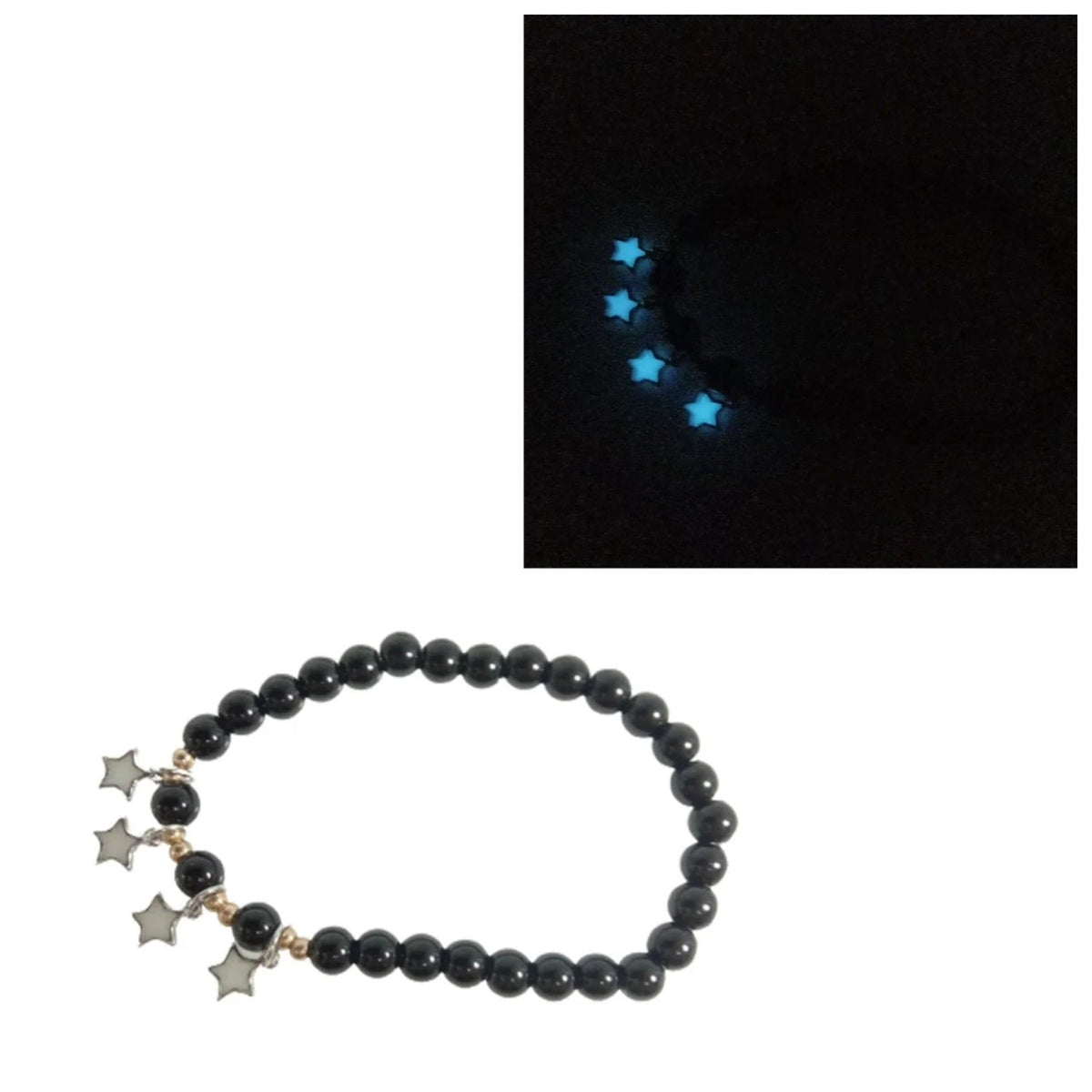 Luminous Glow In The Dark Lotus Charm Bracelet – Blue Stars Only