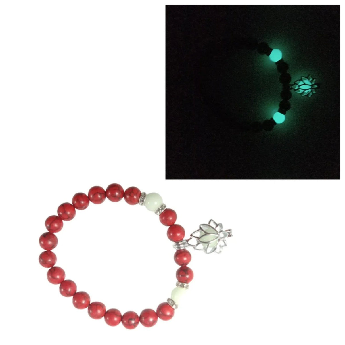 Luminous Glow In The Dark Lotus Charm Bracelet – Green 2