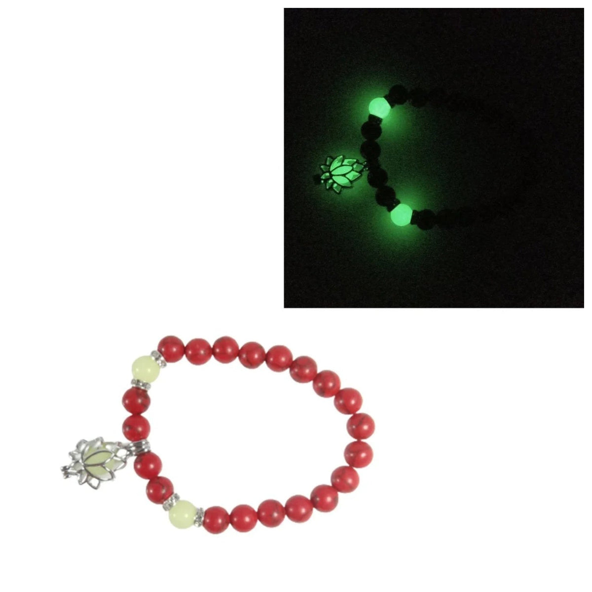 Luminous Glow In The Dark Lotus Charm Bracelet – Green