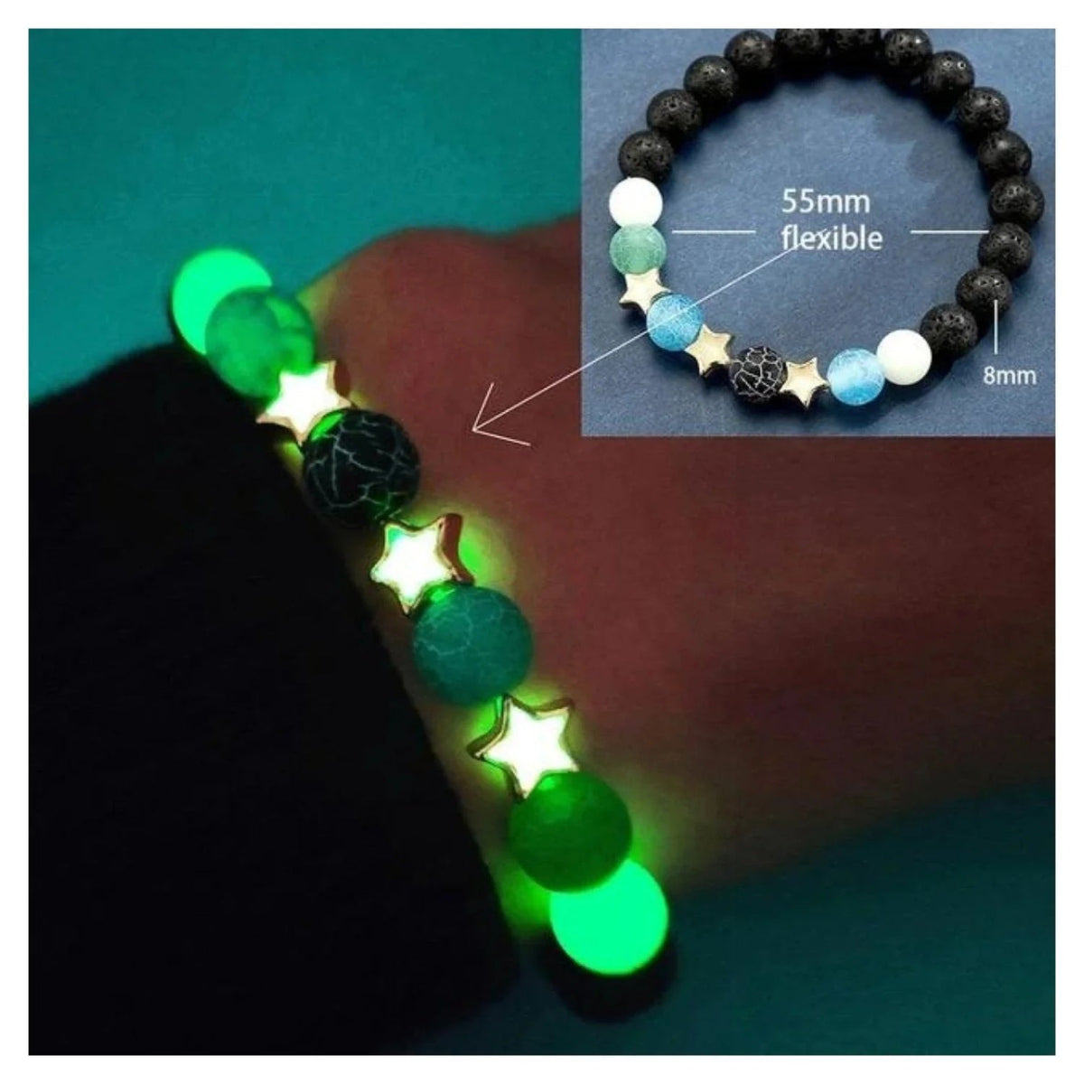 Luminous Glow In The Dark Lotus Charm Bracelet – Green Light C