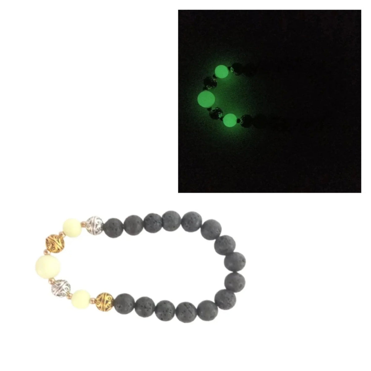 Luminous Glow In The Dark Lotus Charm Bracelet – Green Spheres