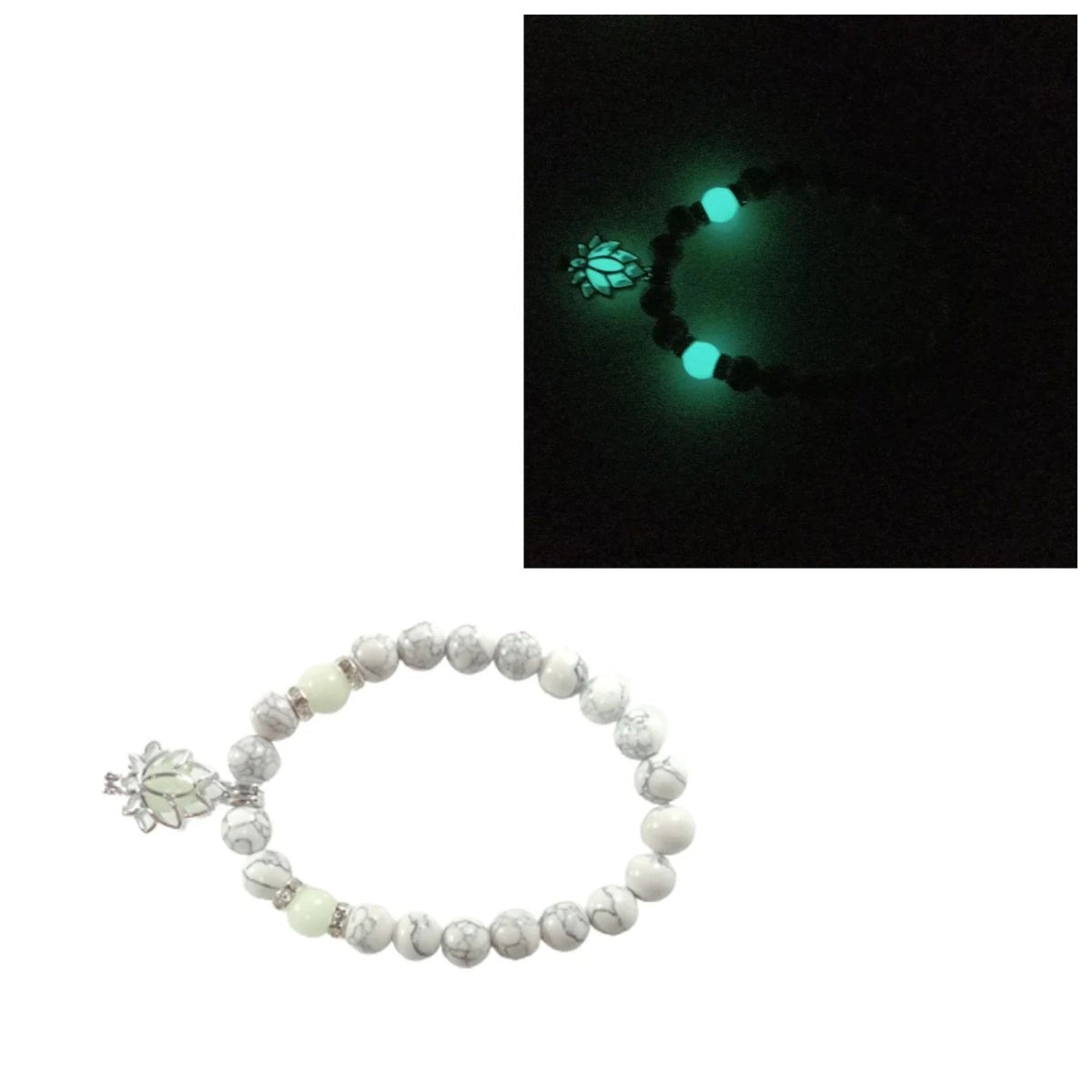 Luminous Glow In The Dark Lotus Charm Bracelet – Green Spheres Lantern