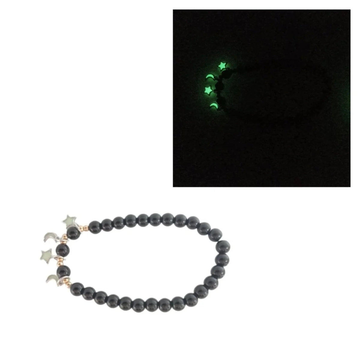 Luminous Glow In The Dark Lotus Charm Bracelet – Green Stars Crescents