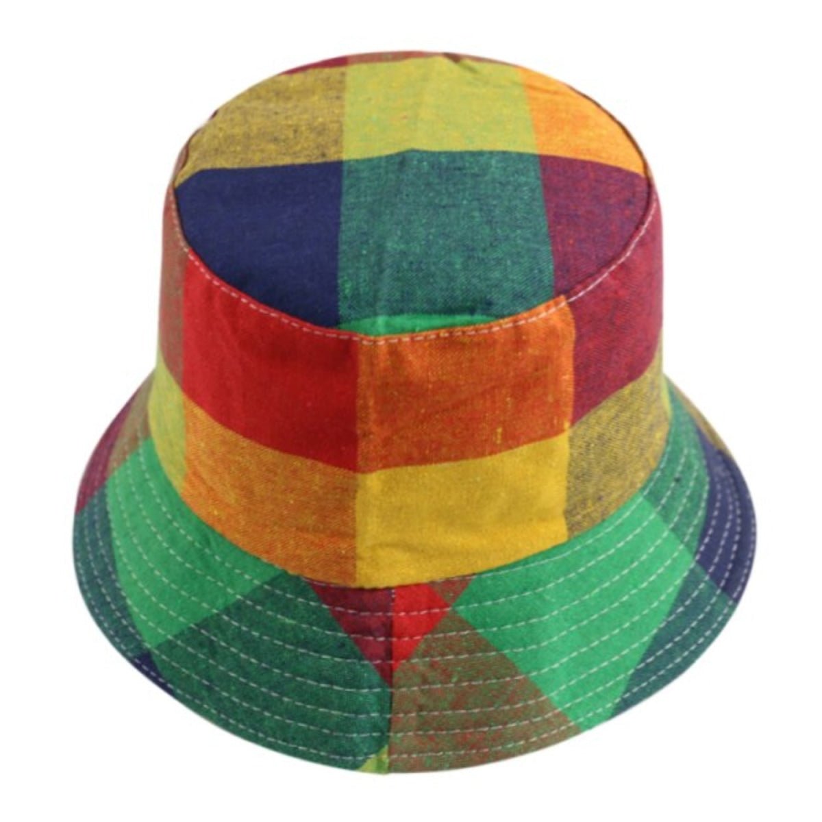Bucket Hat with Cow Pattern and Colourful Checkerboard – Colourful 1, Colourful 4