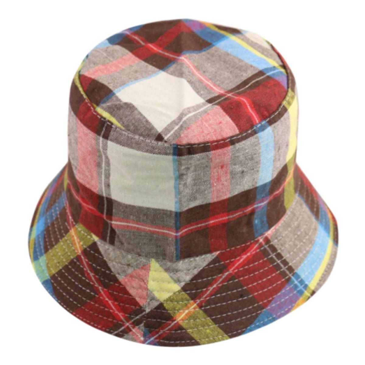 Bucket Hat with Cow Pattern and Colourful Checkerboard