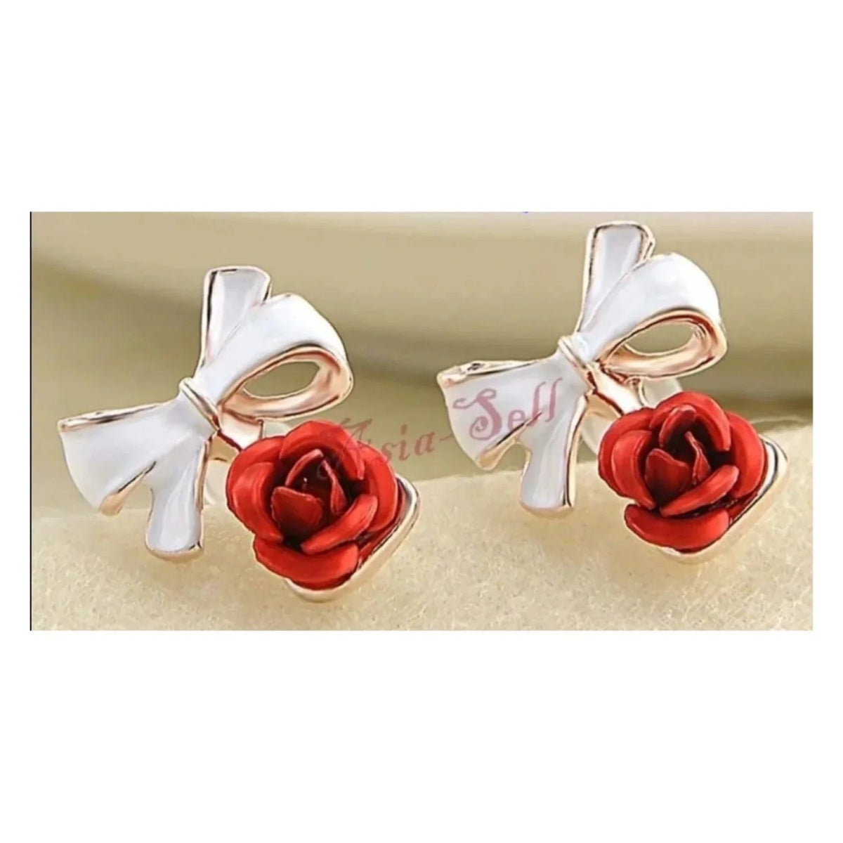 Rose Flower Bowknot Ear Studs