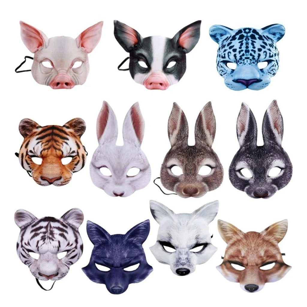 Kids Animal Half-Face Mask – Fox Pig Rabbit Tiger