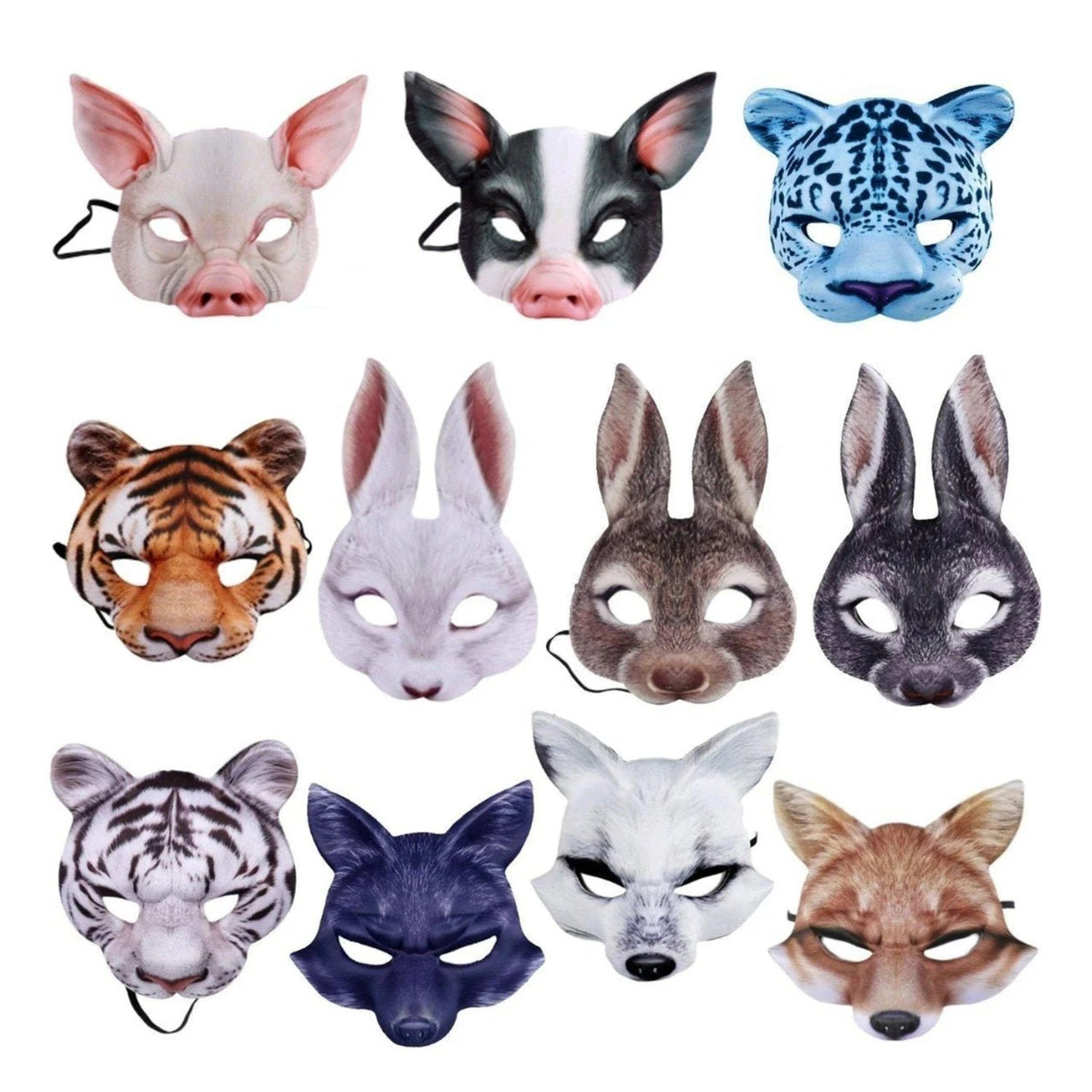 Kids Animal Half-Face Mask – Fox Pig Rabbit Tiger