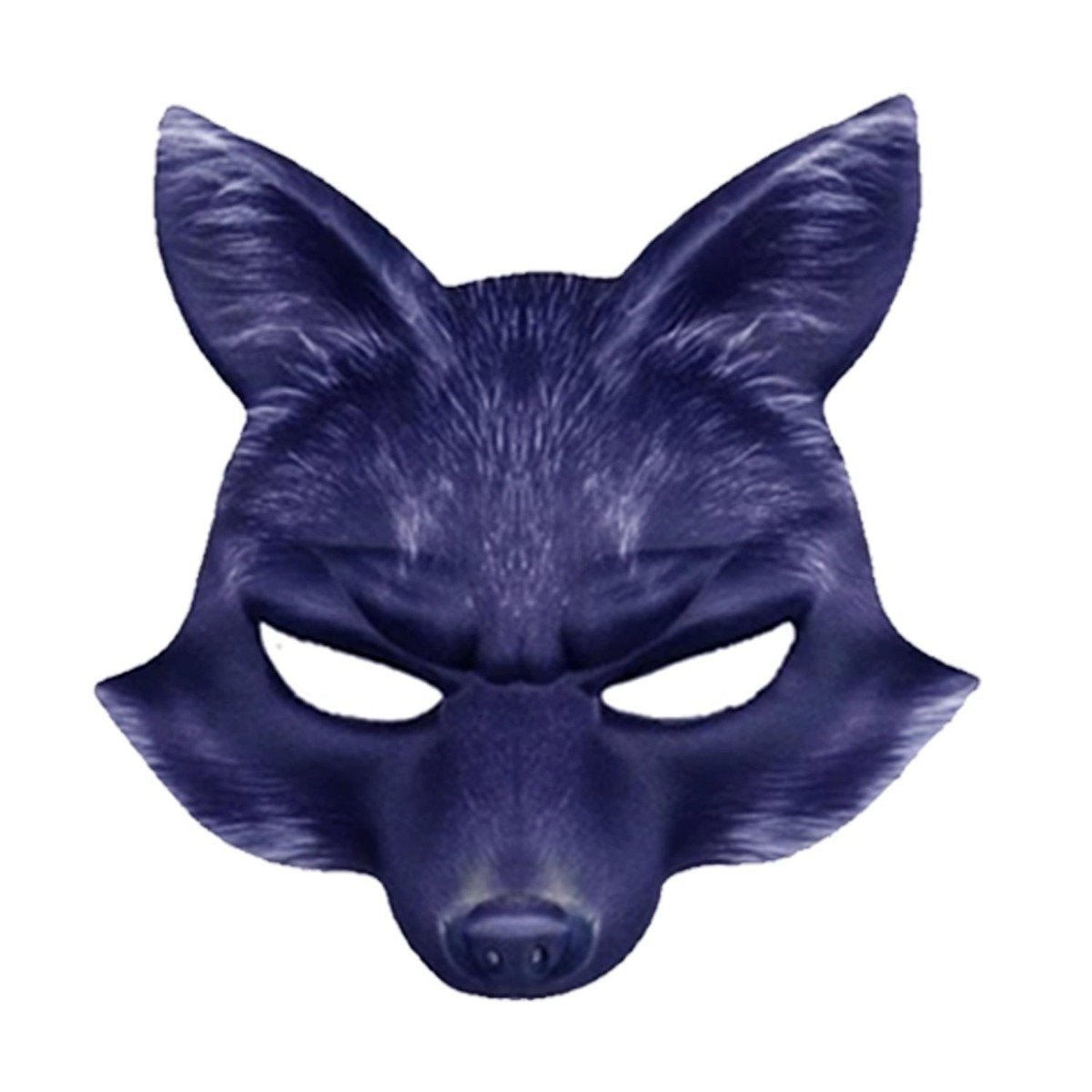 Kids Animal Half-Face Mask – Fox Pig Rabbit Tiger – Black Purple Fox