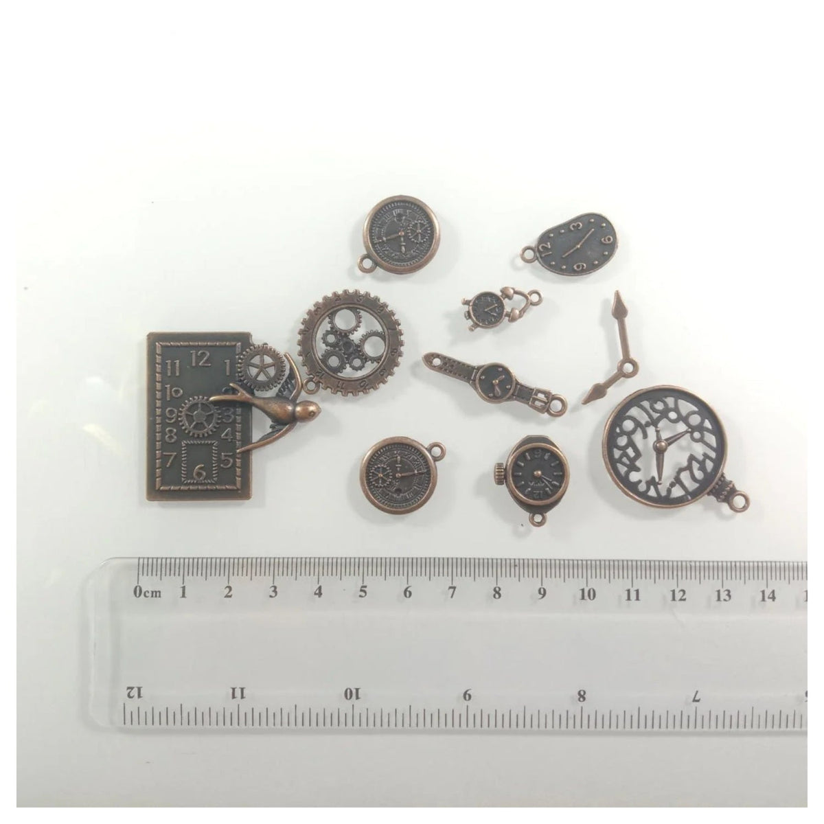 Clock Theme Bronze Silver Pendant Charms with Loops – 10