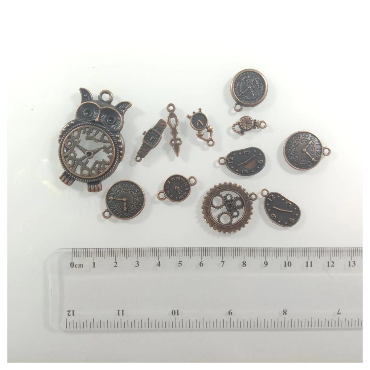 Clock Theme Bronze Silver Pendant Charms with Loops – 11