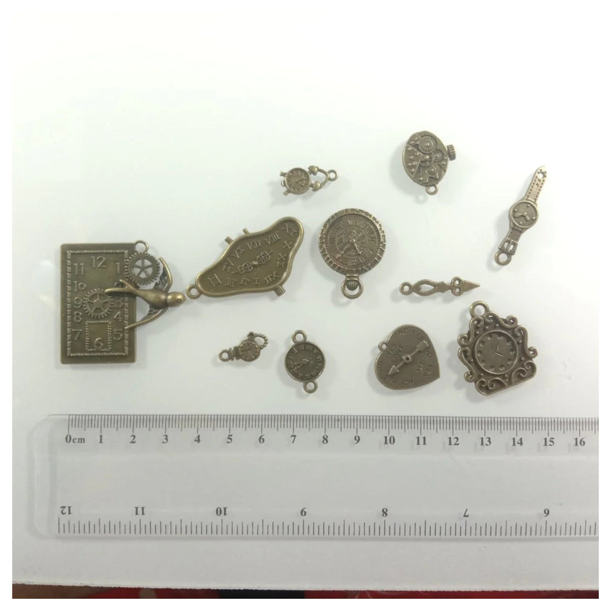 Clock Theme Bronze Silver Pendant Charms with Loops – 14
