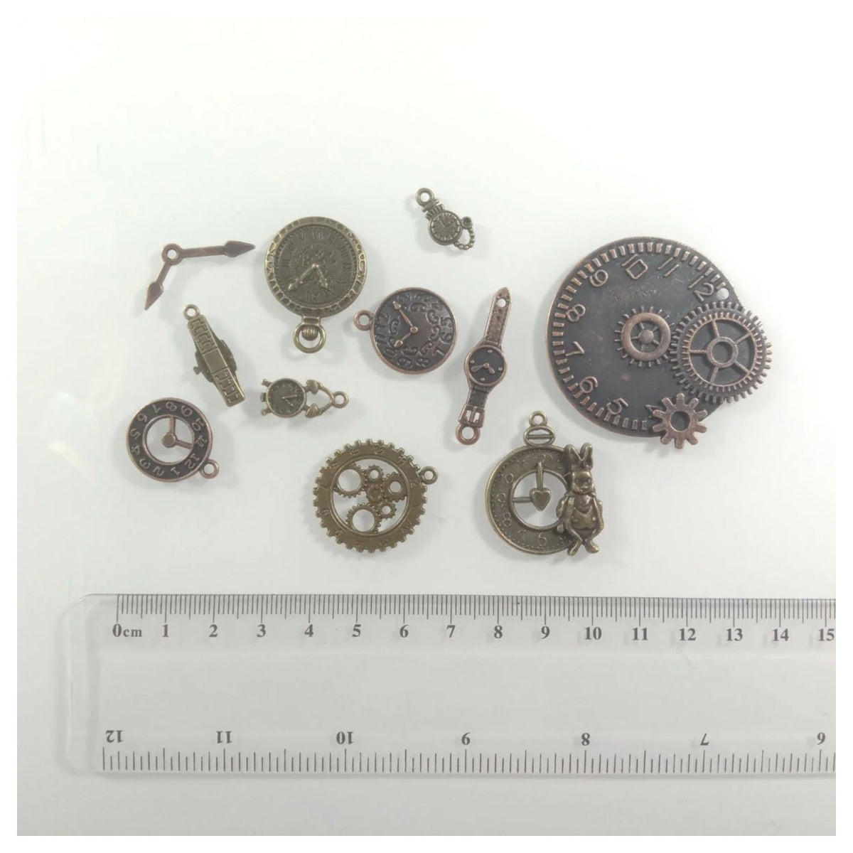 Clock Theme Bronze Silver Pendant Charms with Loops – 15
