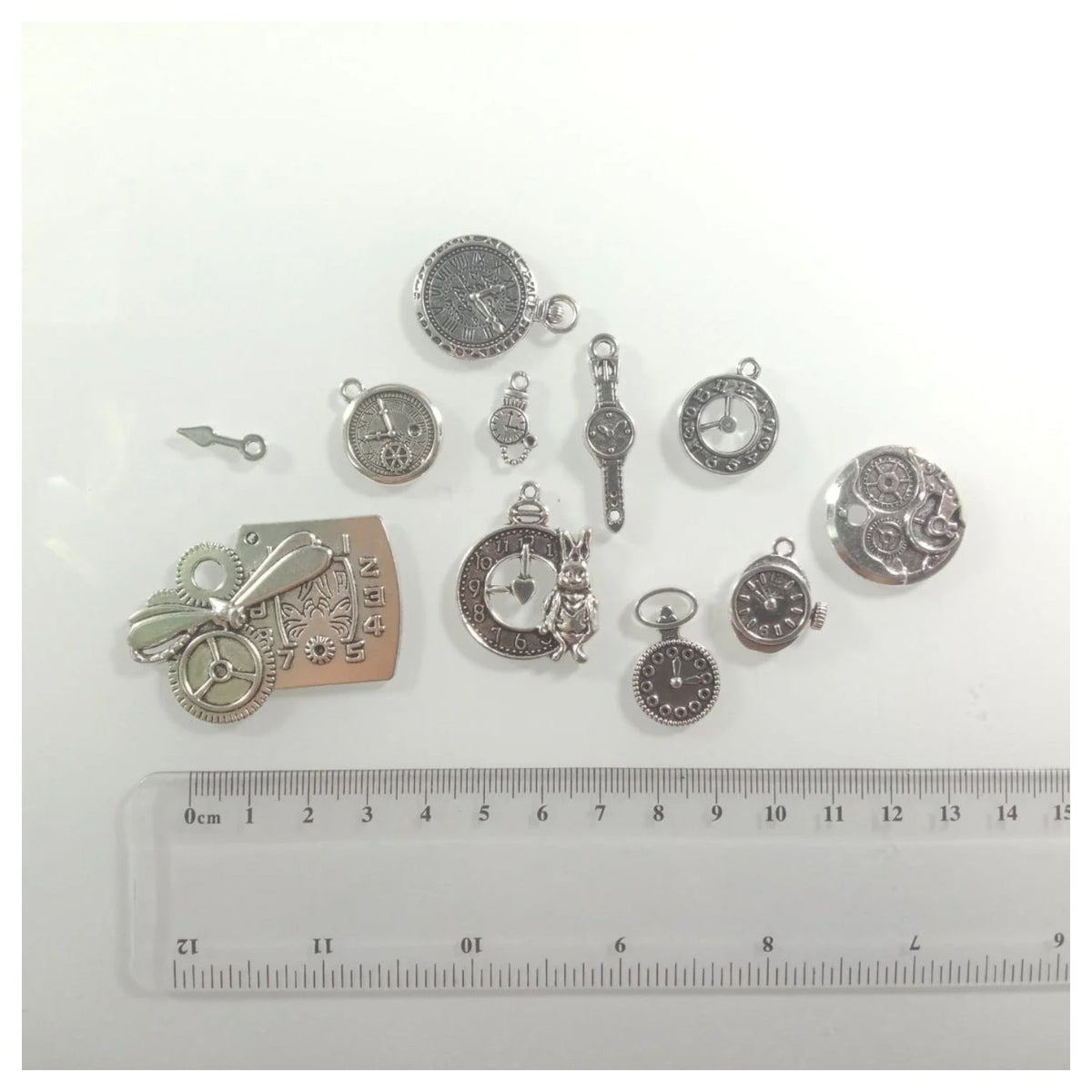Clock Theme Bronze Silver Pendant Charms with Loops – 16